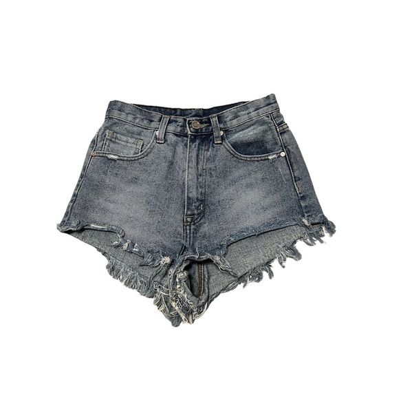 UNIF High Waist Cut Off Denim Shorts Size 26 - Picture 4 of 9